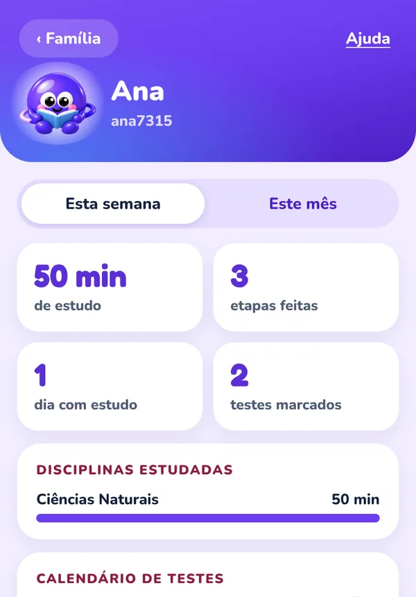 Página de um educando