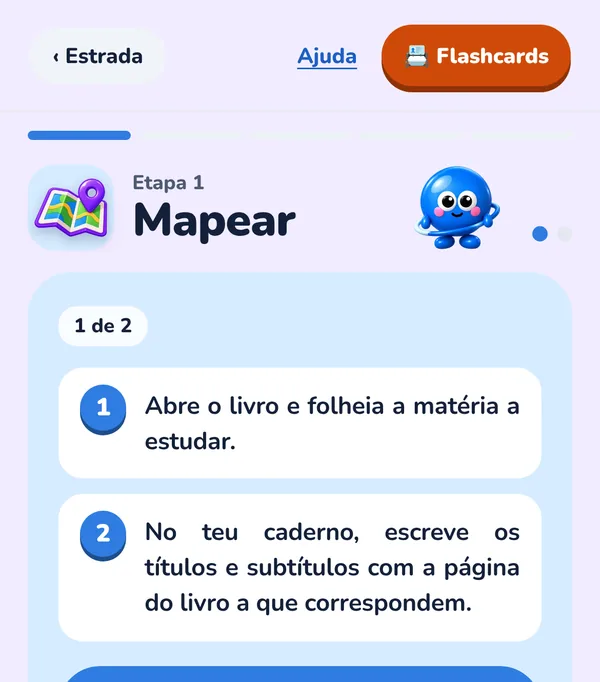 Ecrã da etapa Mapear