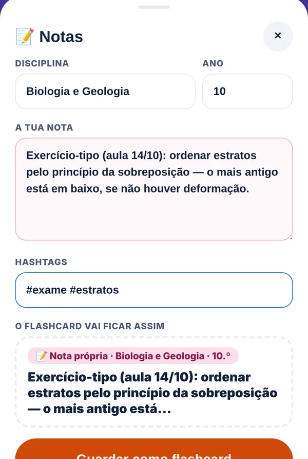 Ecrã Notas